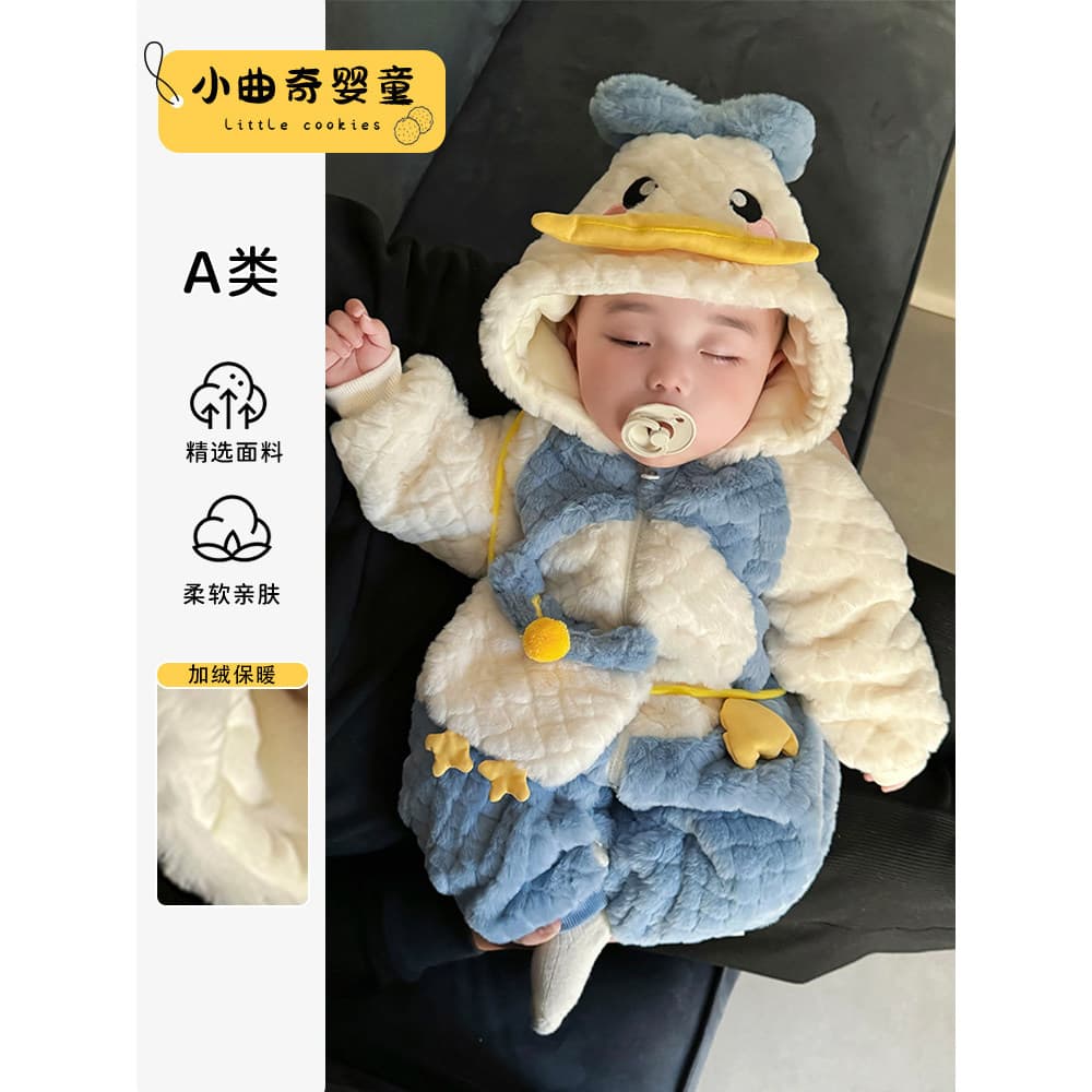 Bebê outono inverno roupas de pelúcia engrossado macacão bebê Outing roupas inverno macacão de pelúcia roupas de inverno