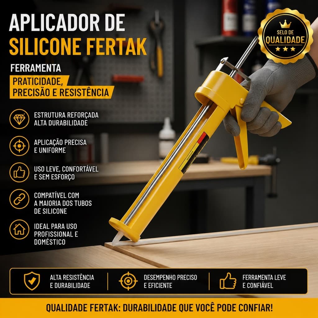 Aplicador de Silicone Fertak –  Ferramenta Praticidade, Precisão e Resistência
