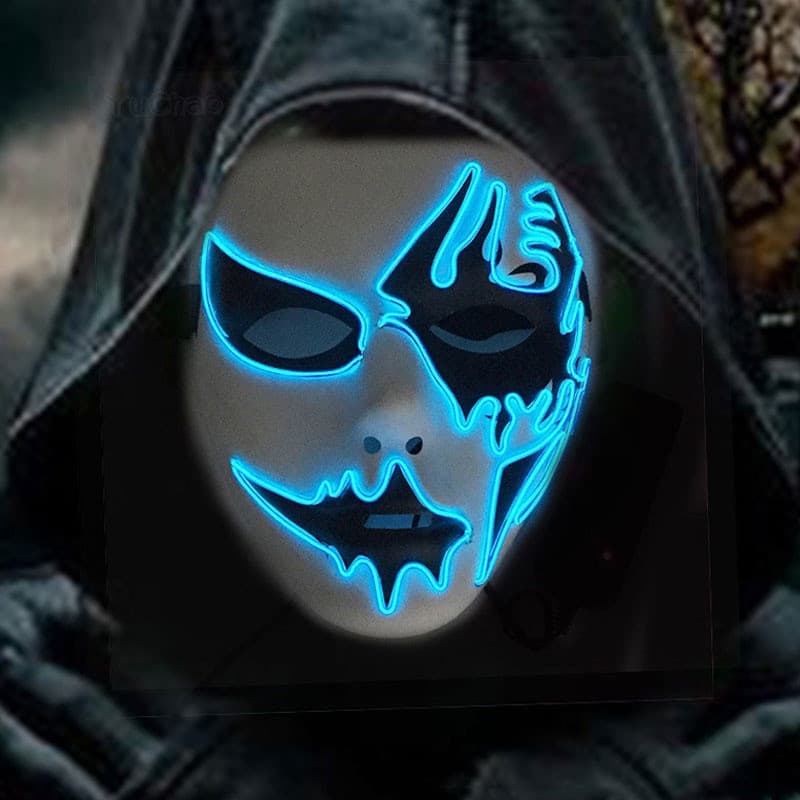 Máscara facial branca de Halloween com luzes de LED