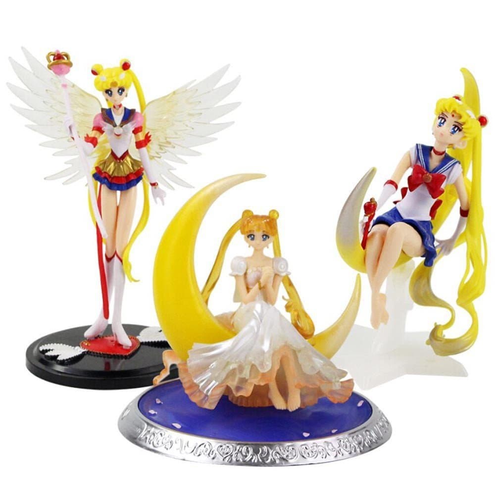202513-18cm 3 Estilos Sailor Moon Asas de Lua Decoração de Bolo Figura de PVC Modelo Colecionável Brinquedo Boneca Prese