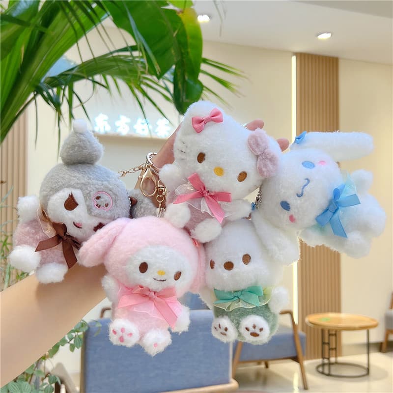 Pingente de Pelúcia Sanrio Kuromi Boneca My Melody Cinnamoroll Brinquedo de Pelúcia Chaveiro