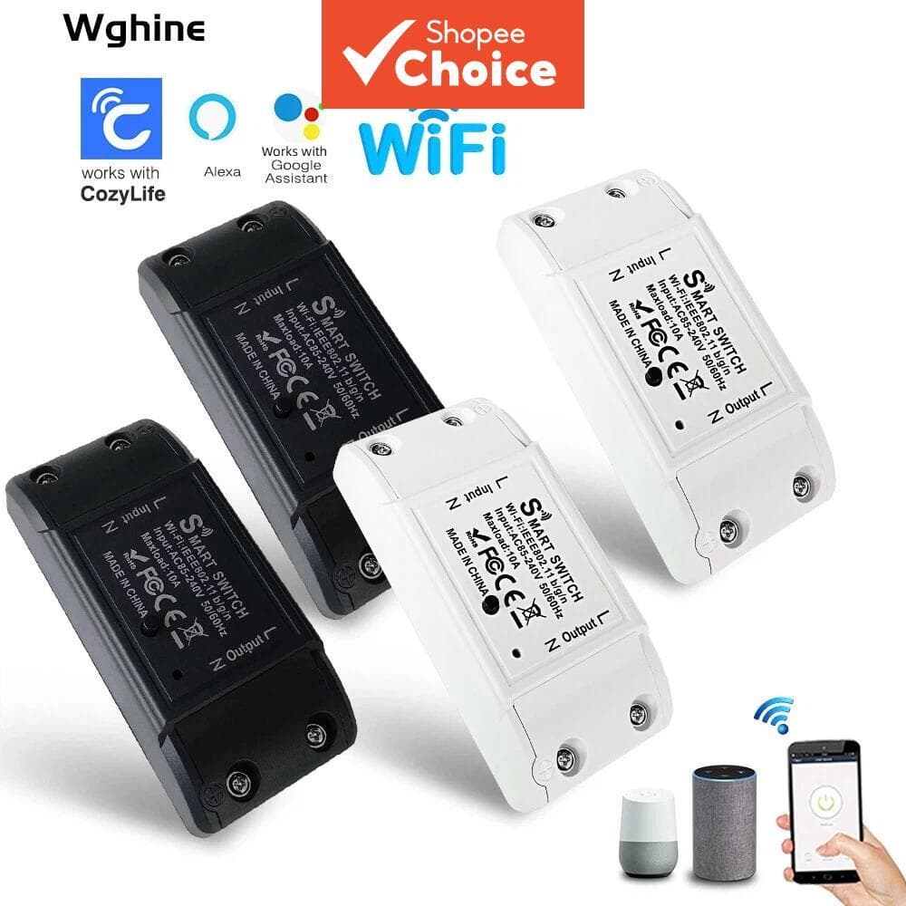 Interruptor WiFi inteligente compatível com interruptor de funcionamento, Alexa, Google Home e controle de voz, suporte