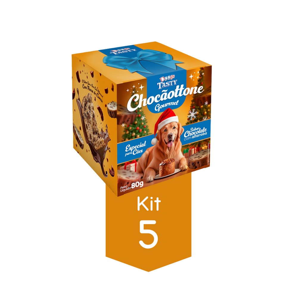 Kit 5 Chocãotone Doogs Natal Seguro e Saboroso 80g