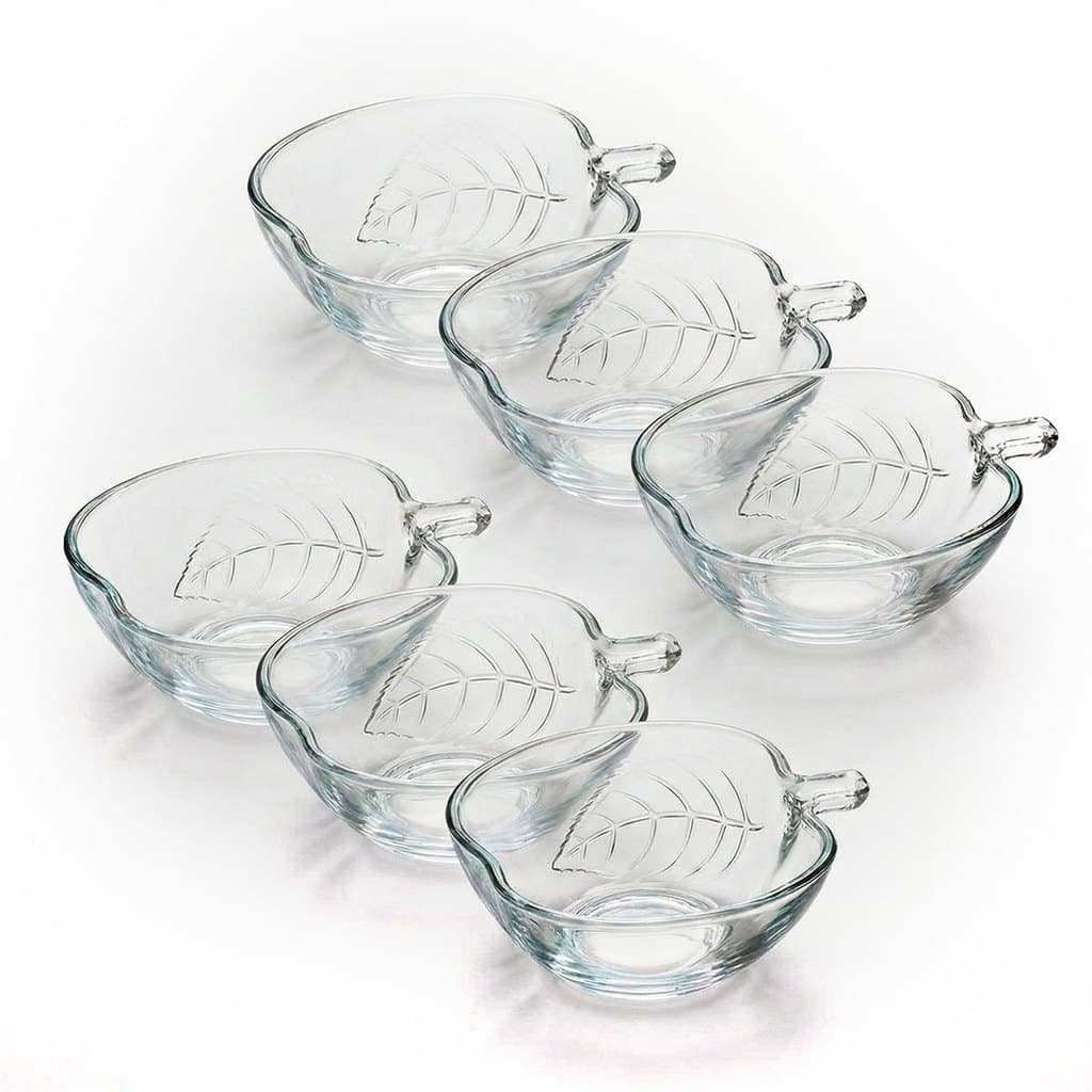Conjunto De 6 Tigela Bowl Em Vidro Formato Maçã Petiscos Frutas