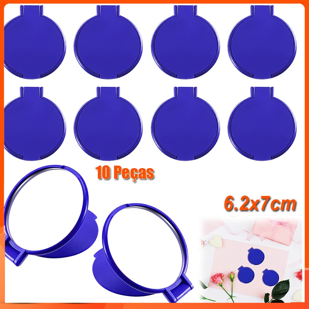 6.2x7cm espelho de bolso azul feminino redondo pequeno espelho de maquiagem espelho de viagem espelho cosmético 10 peças