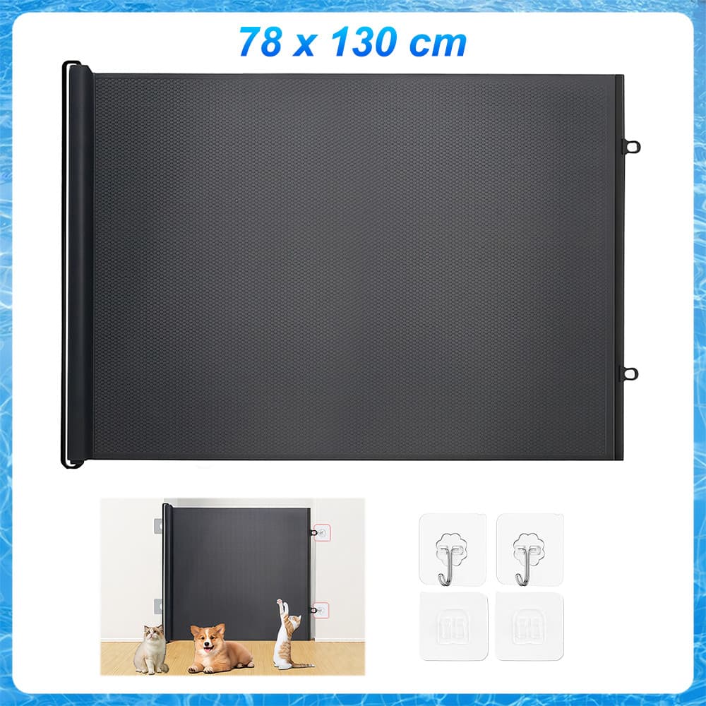 Grade de Proteção Retrátil 78x130cm,Ideal para Pets e Bebês,Portão de Segurança para Escadas, Portas e Ambientes,Preto