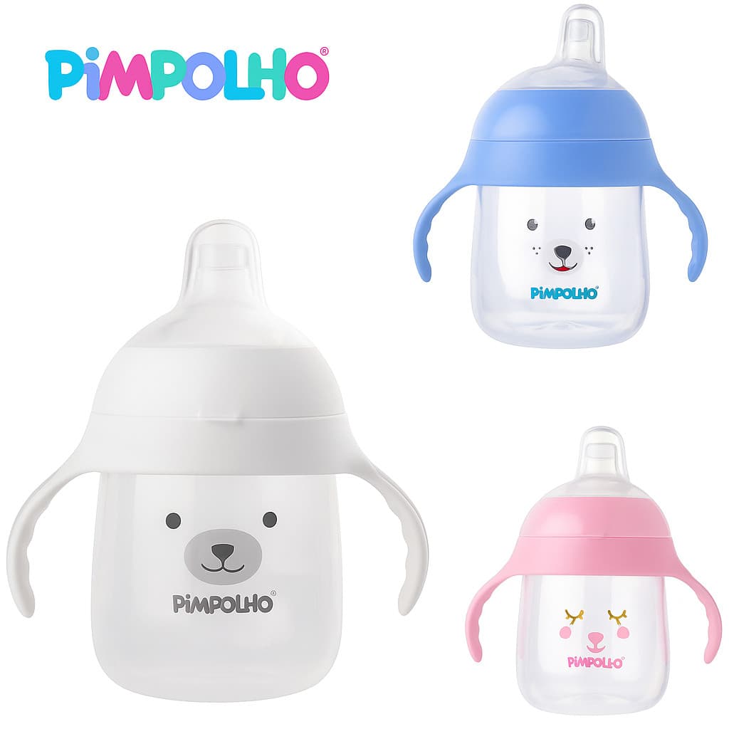 Copo de Treinamento Infantil Pimpolho 240ml – Com Alça e Bico de Silicone Antivazamento