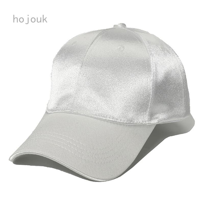 Hojouk Chapéu Esportivo Brilhante Em Branco Liso Cetim Bonés De Beisebol Unissex Snapback Chapéus Aba Curva Casual Cor S