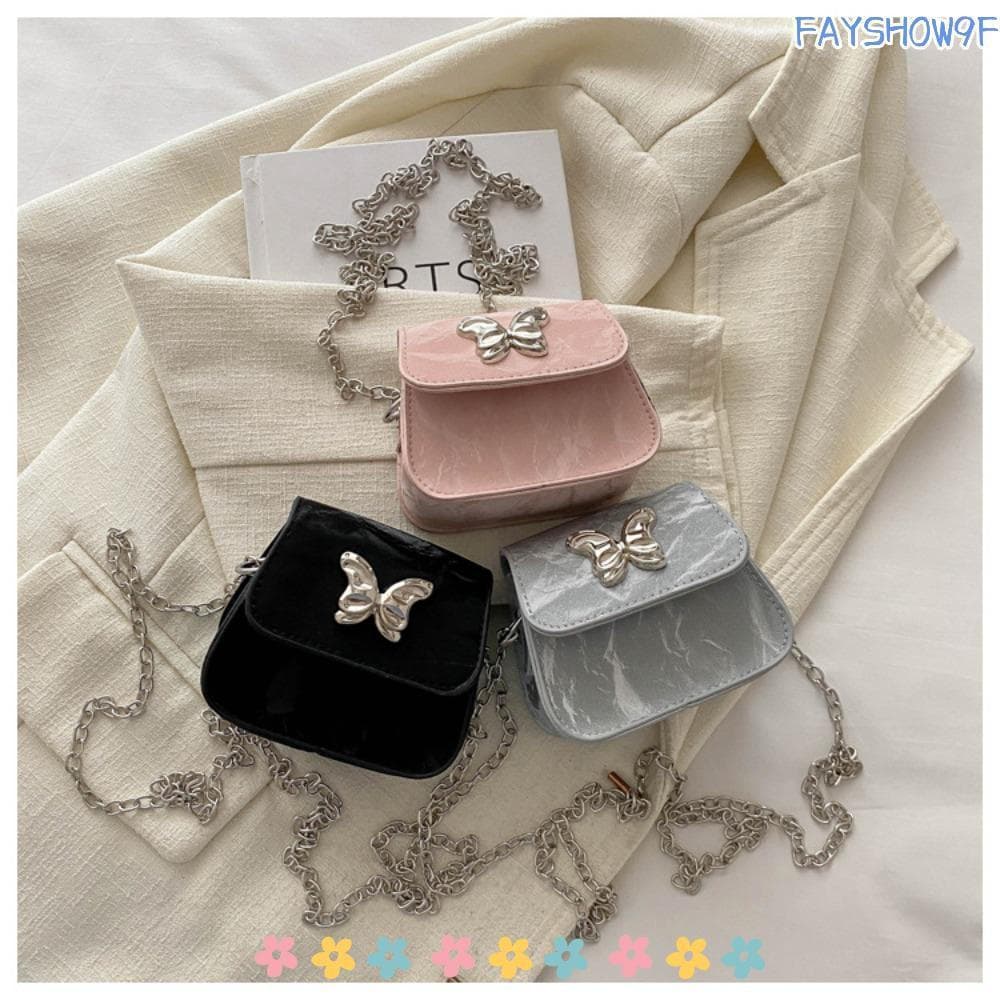 Bolsa De Ombro FAYSHOW , Crossbody Com Corrente Borboleta , Mini Organizadora Portátil PU Fashion Feminina