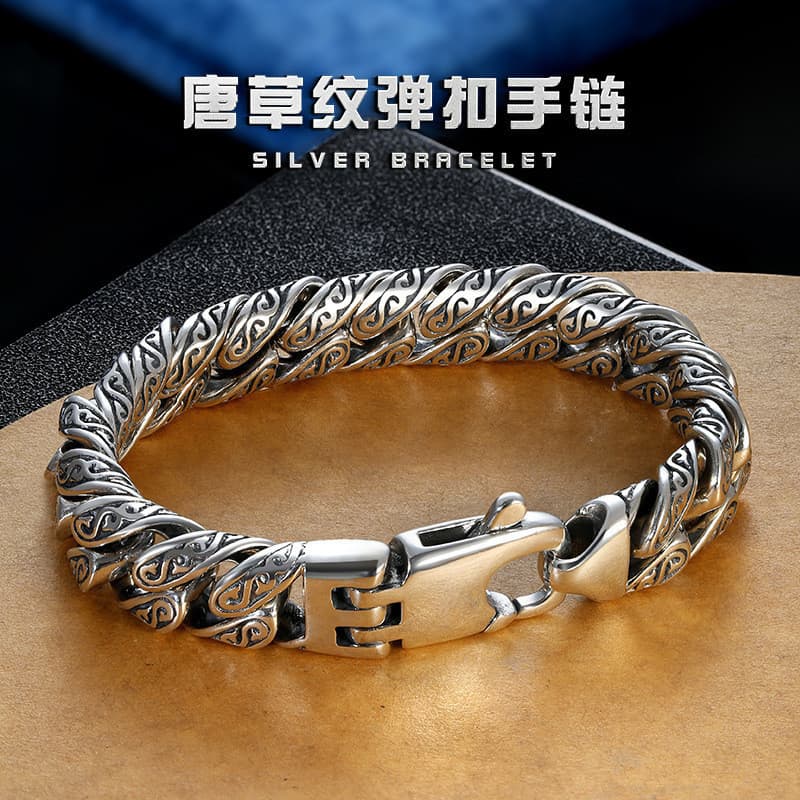 Pulseira masculina moda estilo grosso Hip-Hop estilo pulseira Retro na moda casal pulseira jóias não desaparece 18/20/22