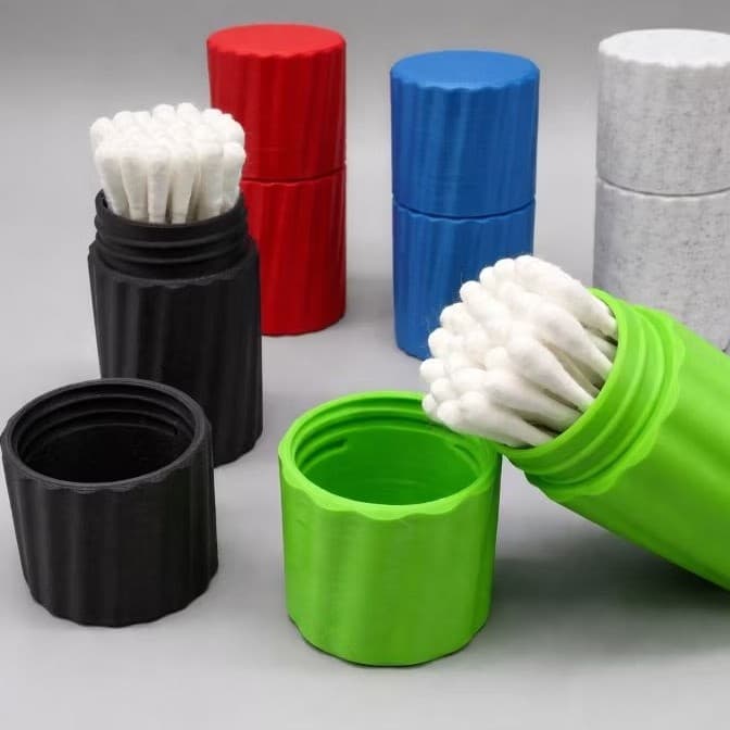 Porta Cotonete com Tampa Rosqueável Organizador Moderno para Viagem e Banheiro Compacto Minimalista