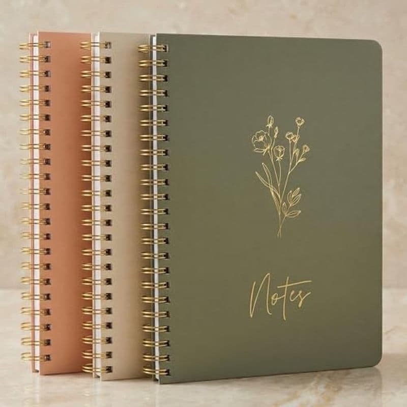 Conjunto De 3 Cadernos Espirais Estéticos ZICOTO Para Mulheres-Lindo Diário/Caderno Governado Universitário 8x6 Com Bols