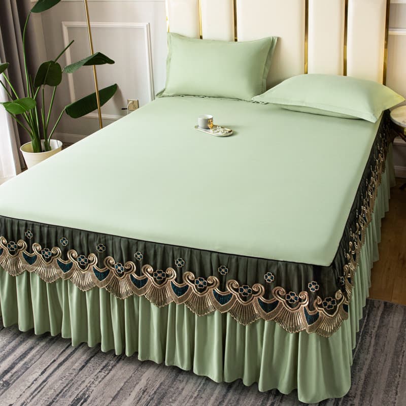 Colcha 2023 novo estilo saia de cama única peça princesa cama com saia bainha renda High-End antiderrapante 1.8m