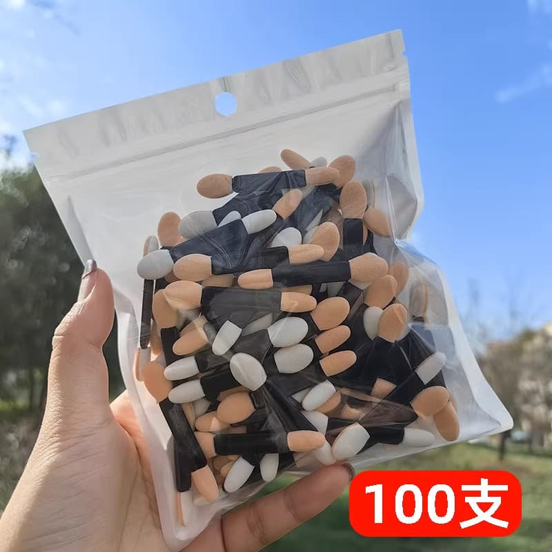 [100 peças] esponja de duas cabeças sombra vara descartável látex sombra escova para Manicure mancha grande cabeça peque
