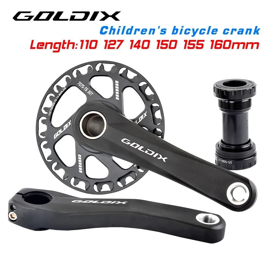 Manivela De Bicicleta Infantil GOLDIX 110/127/140/150/160mm Ultraleve MTB Pedaleira Preto