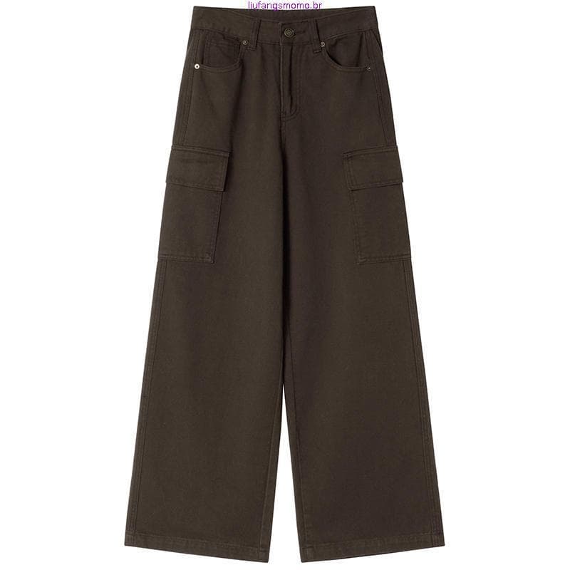 Novidade Wide Leg Cargo MODELOS Clement Jeans Premium Calça Jeans Feminina Bolso