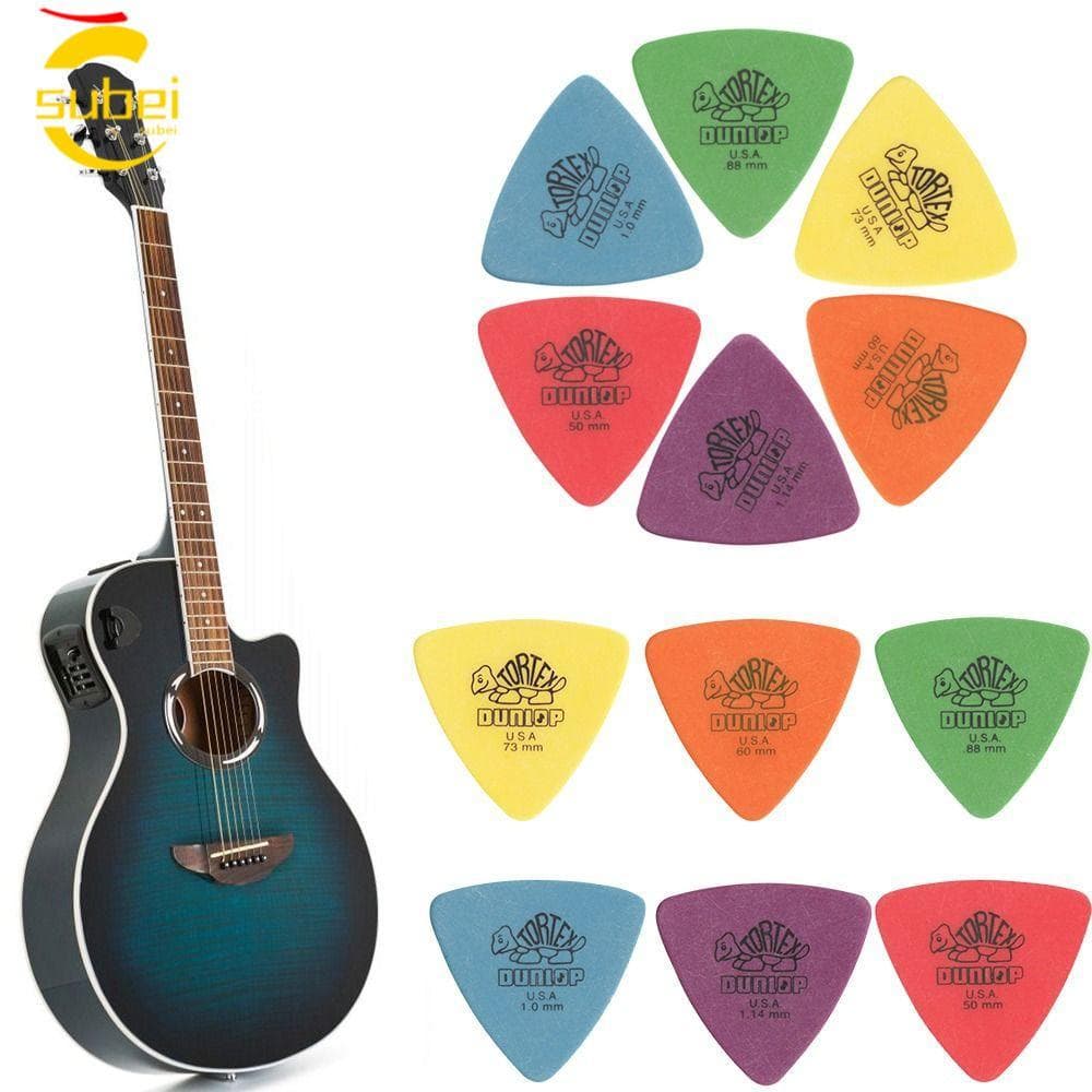 SUBEI 10 Peças Palhetas Para Guitarra Dunlop , Elétrica Delrin 0.5/0.6/0.73/0.88/1.0/1.14 Mm , Estilo Antiderrapante