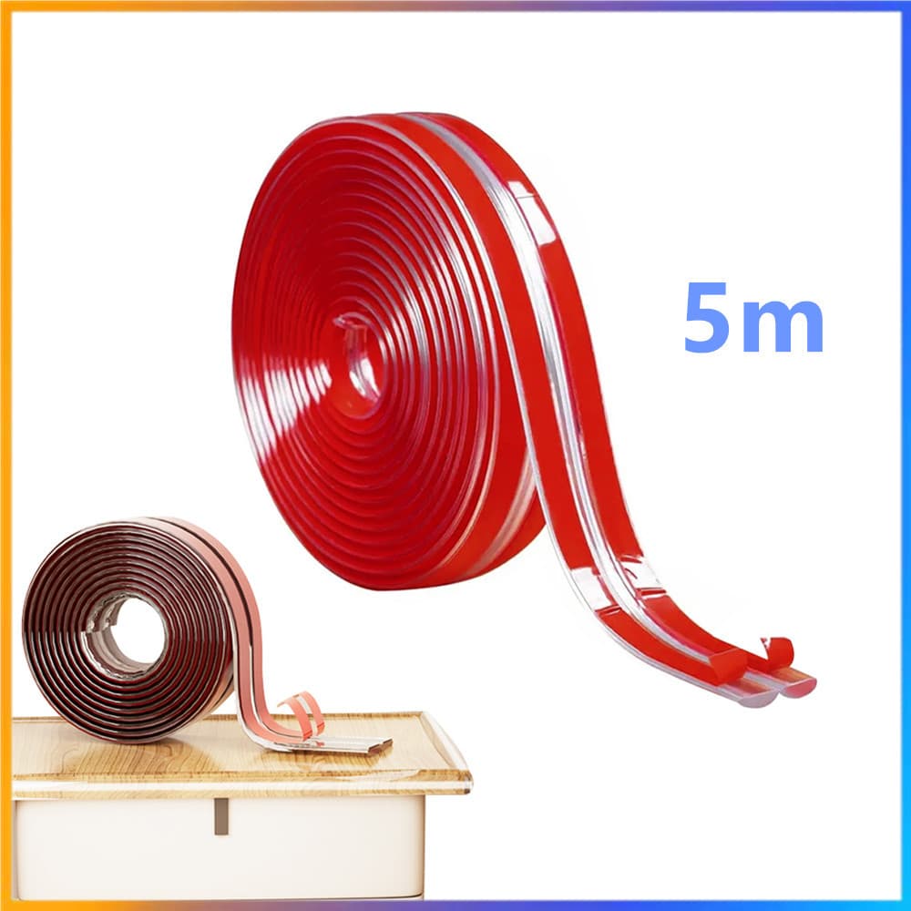 Tira de proteção infantil, proteção transparente de Silicone de 5m, 2cm ampliada, proteção de borda de móveis de armário
