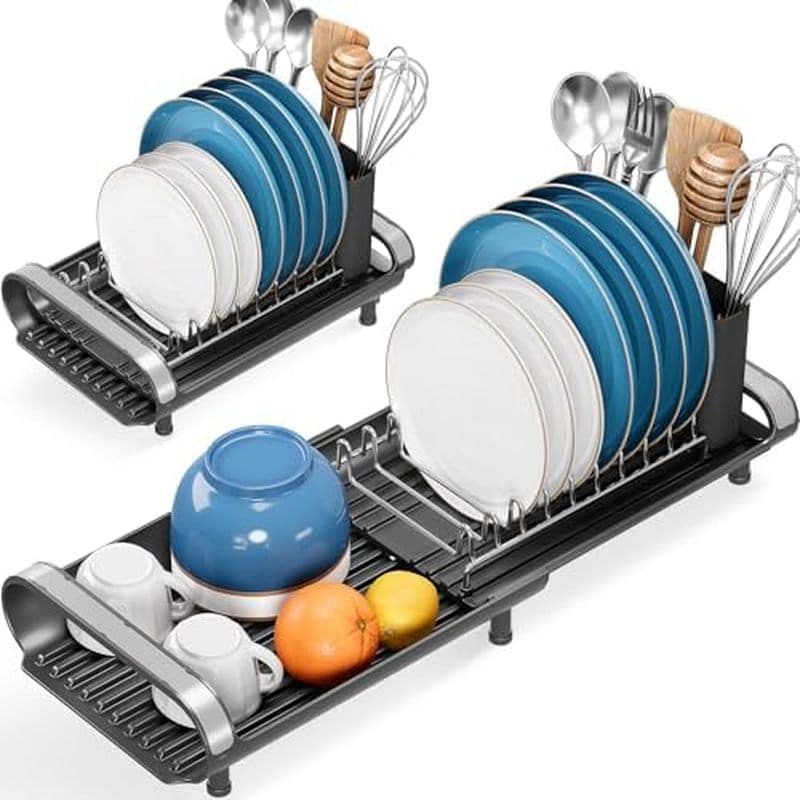 Rack De Secagem De Pratos Pequenos , Mini Compacto Expansível , Escorredor De Aço Inoxidável Extensível Fino Para Armaze