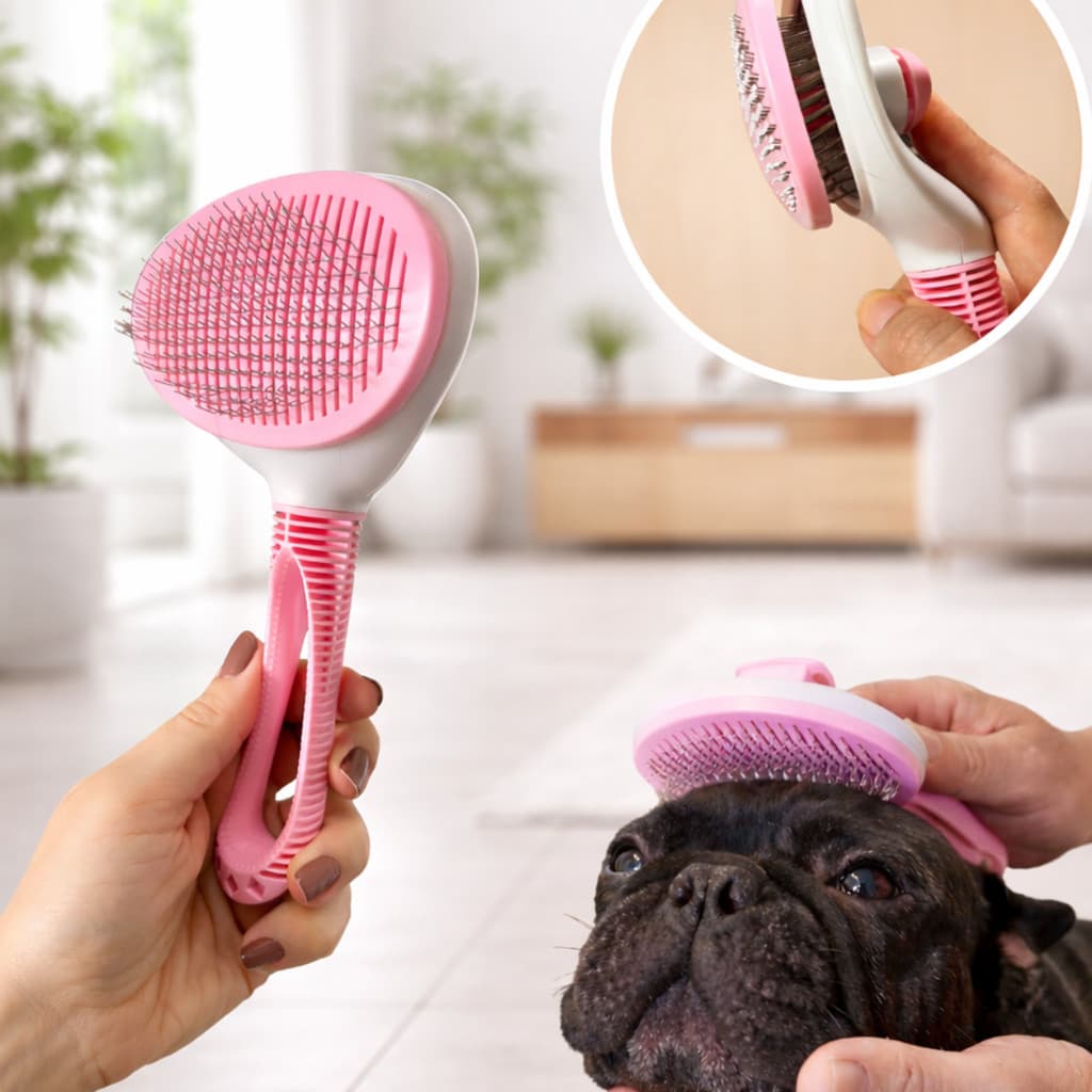 Escova Pet Mágica Removedora de Pelos Rasqueadeira Pet Cães e Gatos Autolimpante