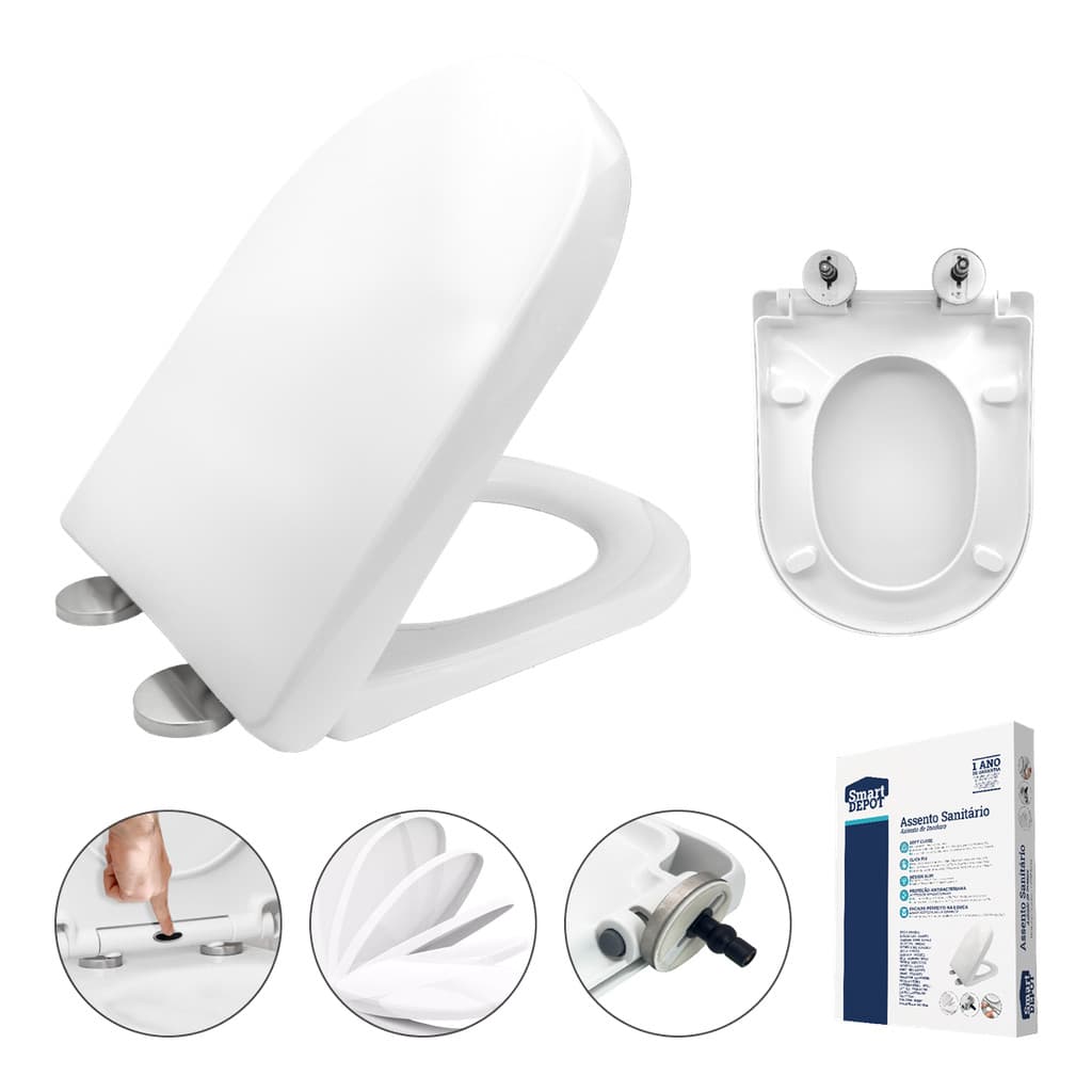 Assento Sanitário PP CARRARA/LINK/ RIVIERA/SMART/ NEO/NEXO BRANCO Soft Close Smart DEPOT