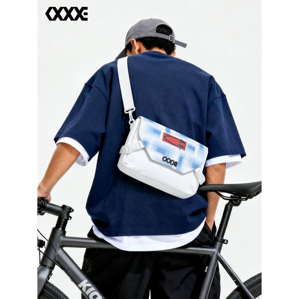 COEXISTENCE Street Wear Bolsa mensageiro masculina estilo funcional branca bolsa mensageiro de ombro Casual bolsa de omb