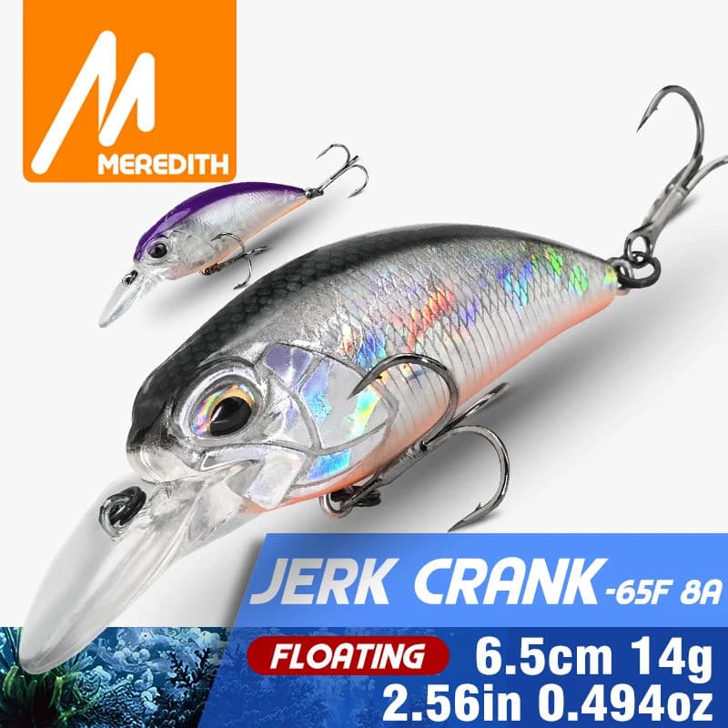 MEREDITH Isca Artificial Flutuante Lenta 6.5cm 14g para Pesca de Truta, Iscas Rígidas Flutuantes, Wobbler, Crankbait, Je