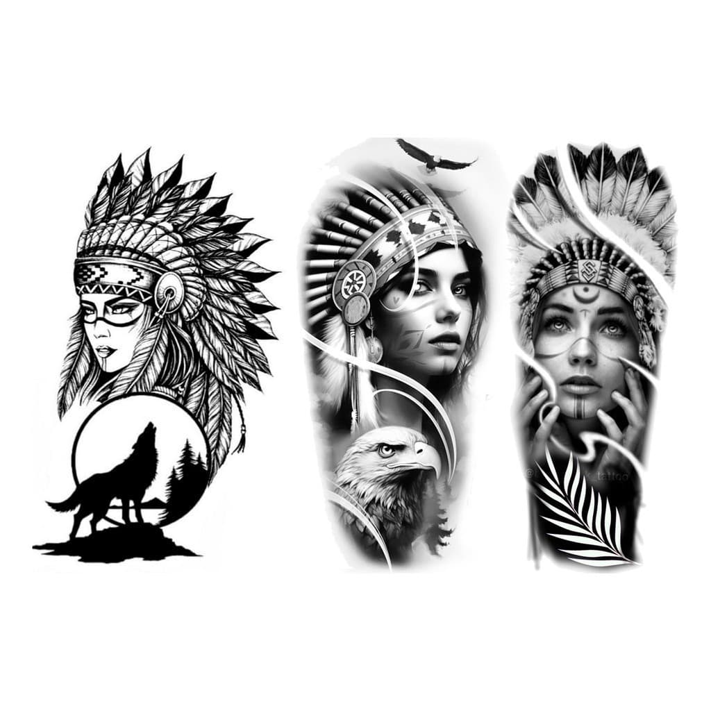 01 Cartela de Tatuagem Falsa Temporária Índia com 3 Tatuagens
