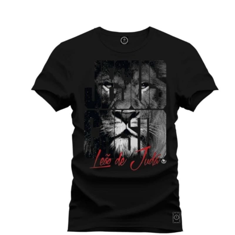 [Camiseta Premium em Algodão Puro]CC camiseta cristã de leão de Judá e Jesus cristo estampa grande blusas do p ao g5 est