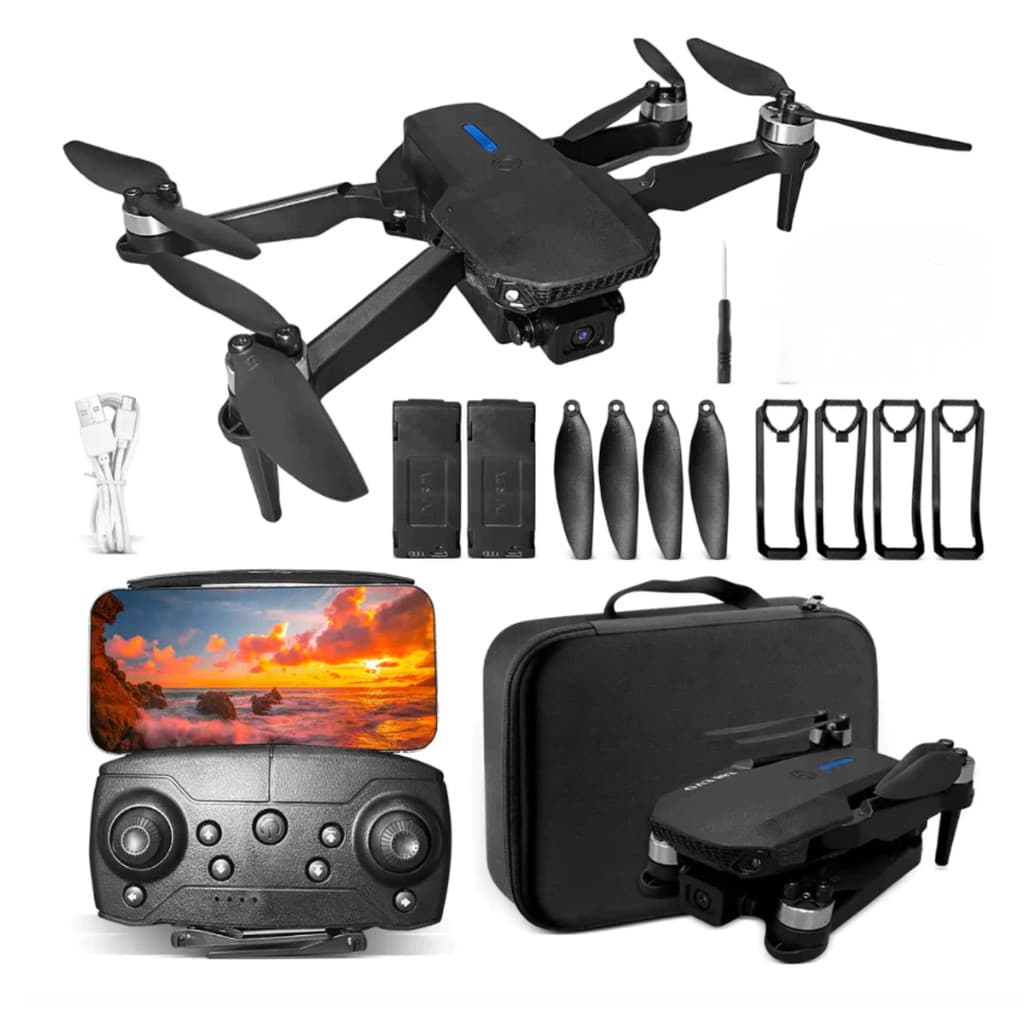 E88 PRO MAX Com Câmera Dupla Wifi Com Case 2 Baterias + Battery Mini Controle Remoto Drone 2.4G