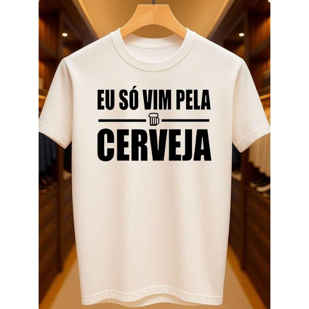 Camiseta Brasil Cerveja Vim Pela Álcool Engraçado Tiozão Bebum Simples