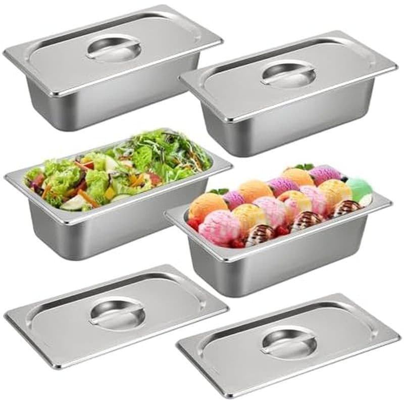 Y 4 Pack 1/3 Tamanho 3-5/8 " De Profundidade Panela De Hotel Com Tampas , Mesa De Vapor De Aço Inoxidável , Panelas De C