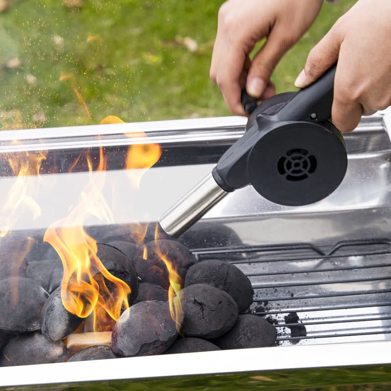 Ventilador de manivela portátil ao ar livre doméstico churrasco ventilador de combustão de carvão churrasco conjunto com