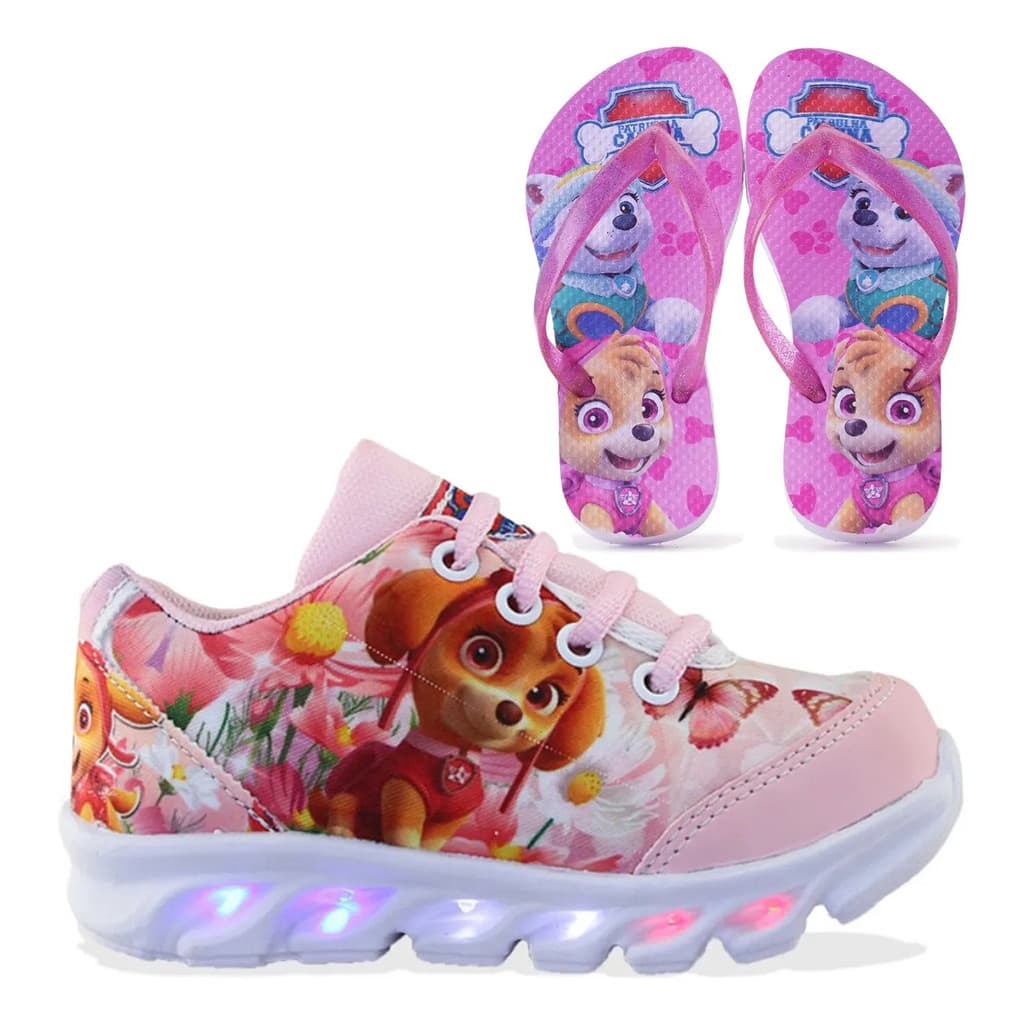 Tênis de Led Infantil e Chinelo Skay Meninas Solado Micro Expandido