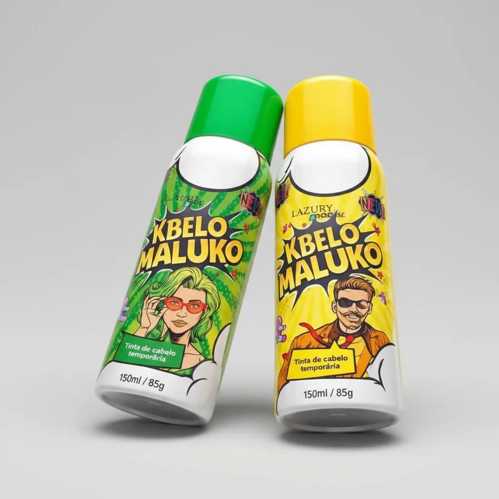Kit 2 Tinta Spray Cabelo Maluco Verde Amarelo Copa Carnaval Verde E Amarelo