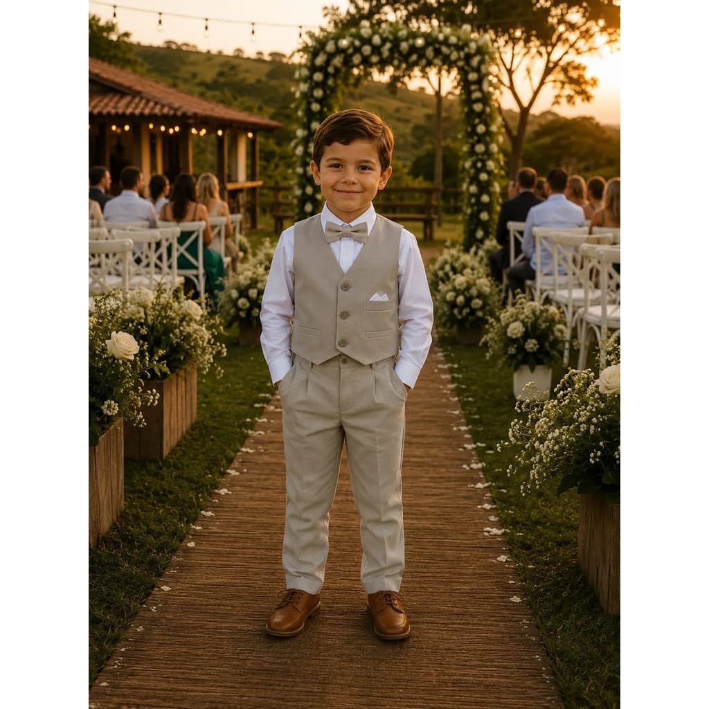 Conjunto Social Infantil Menino Colete Gravata Luxo 4 Ao 16