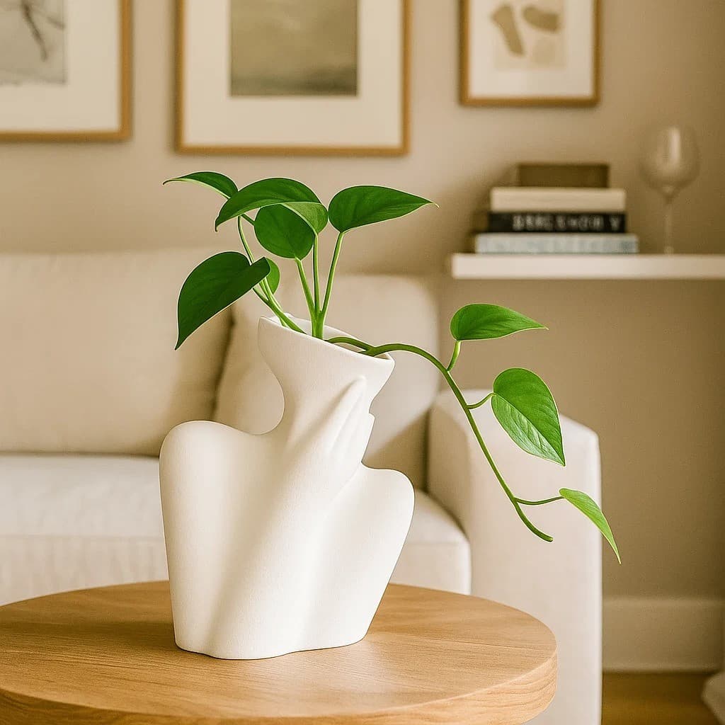Vaso Decorativo Branco Marfim 17cm Feminino Rosto Corpo Mulher Escultura Sofia