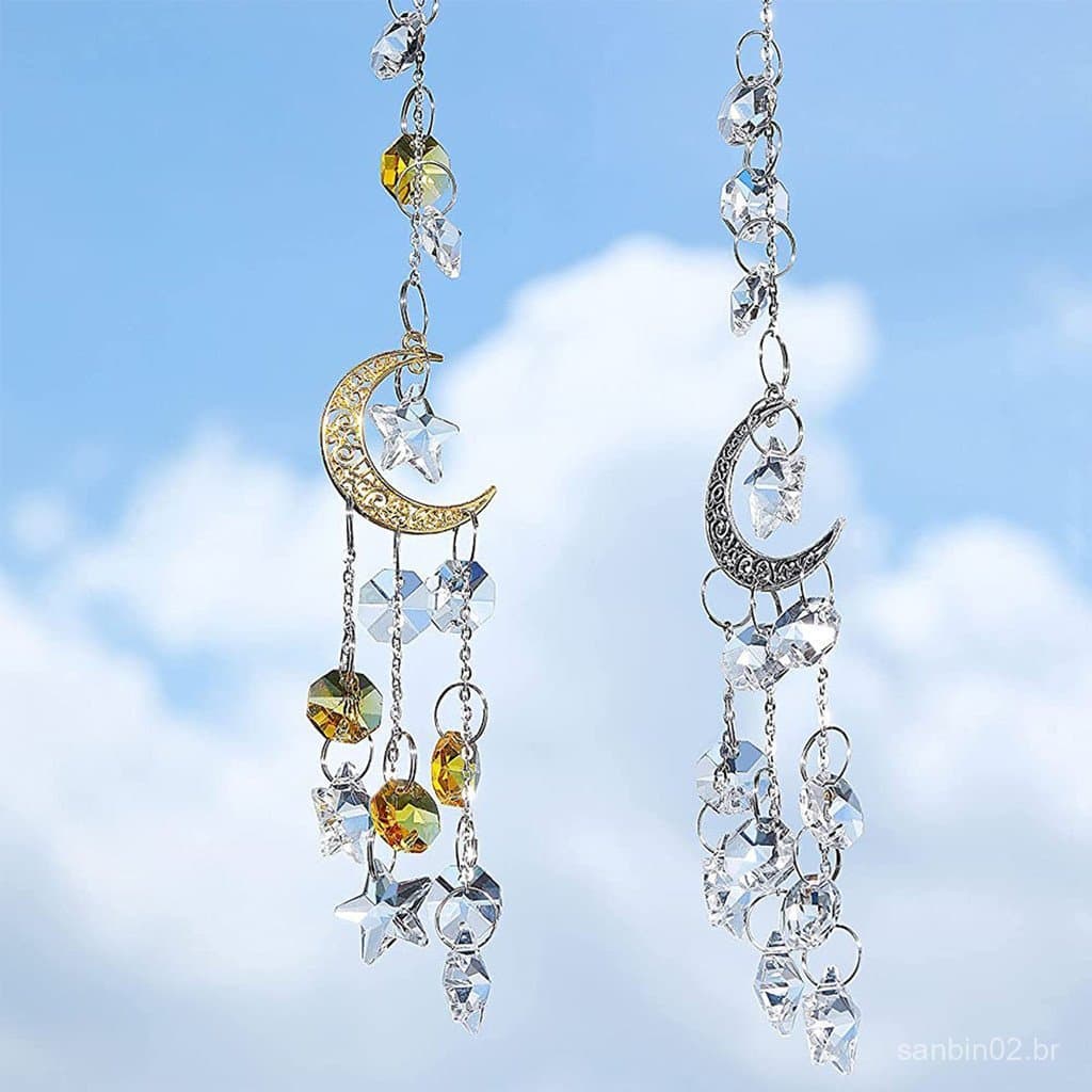 Prisma De Cristal Lua E Estrela Janela Pendurado Decorações Suncatchers Ornamento Presente Exclusivo Inaugurações De Cas