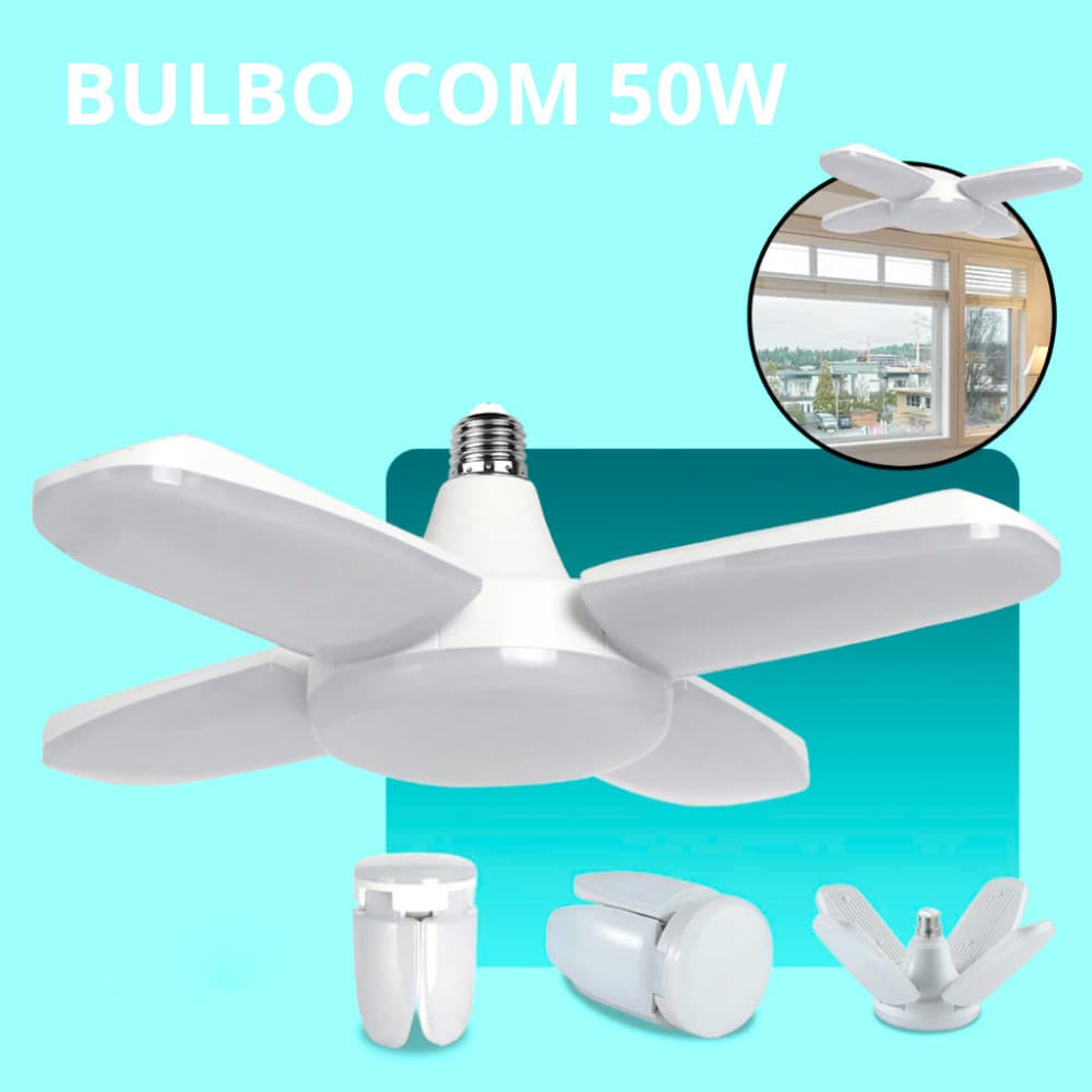 Lâmpada LED Bulbo Ajustável 50W 35cm 6500K Bivolt – Iluminação Econômica para Casa, Cozinha e Sala