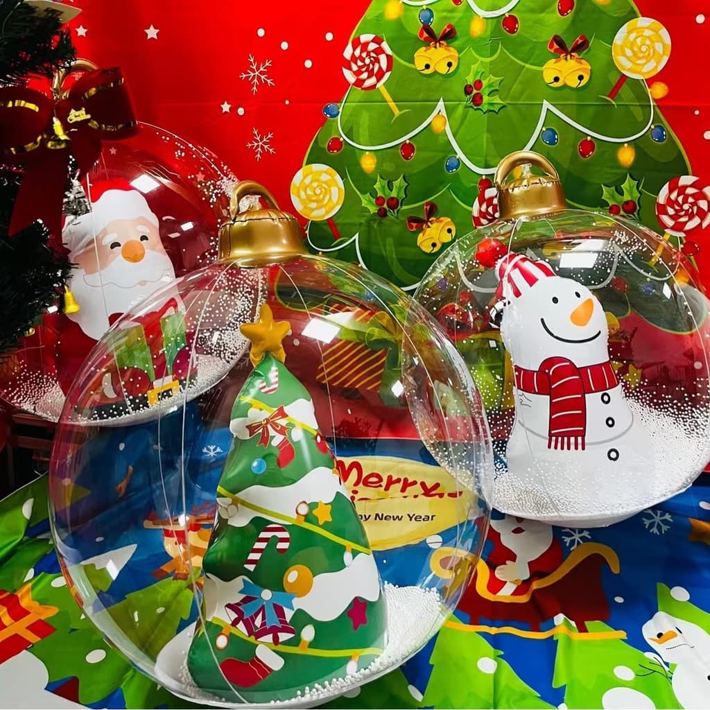 Decorações De Natal Transparentes Funcionalidade Em PVC Cenas Aplicáveis Exclusivas