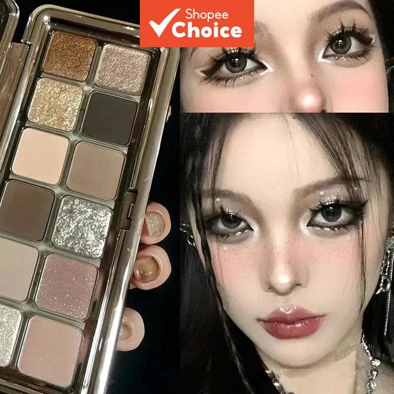 Paleta de Sombras com 12 Cores - Textura Delicada, À Prova d'Água e Suor, Fácil de Aplicar, Maquiagem Natural para os