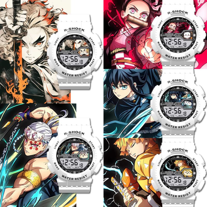 Mercadoria Demon Slayer Tanjirou Nezuko Mesmo Estilo Relógio Esportivo Estudante Relógio Eletrônico Presente com Despert