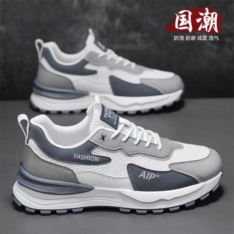 2026 novo estilo primavera malha masculina respirável pai sapatos esportivos casuais na moda sapatos de sola grossa aume