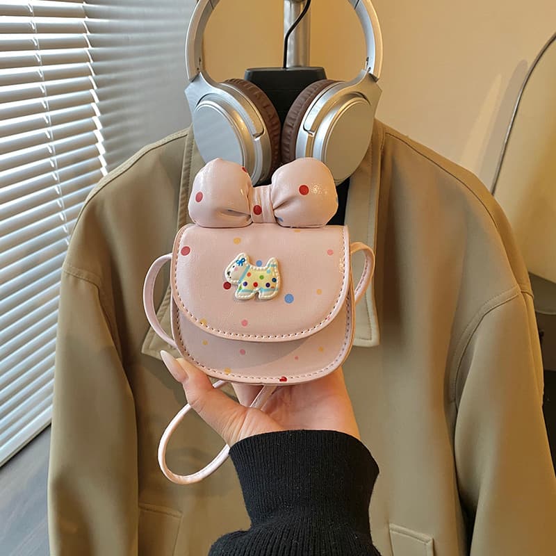 Arco Polka Dot Mini pônei semicírculo ombro mensageiro bolsa bonito menina princesa acessórios de viagem saco