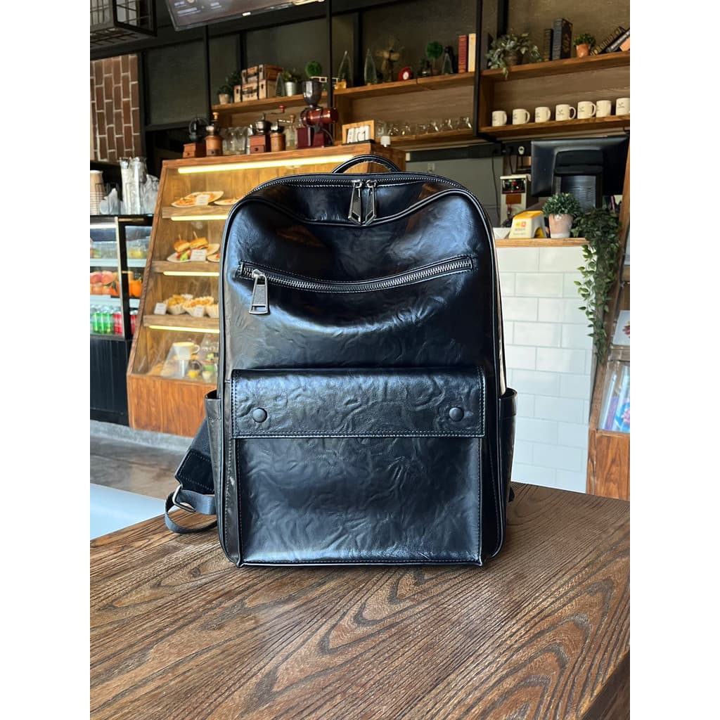 Wolf Road: Couro Genuíno Primeira Camada de Couro Multifuncional Business Commuter Mochila Grande Capacidade Mochila par