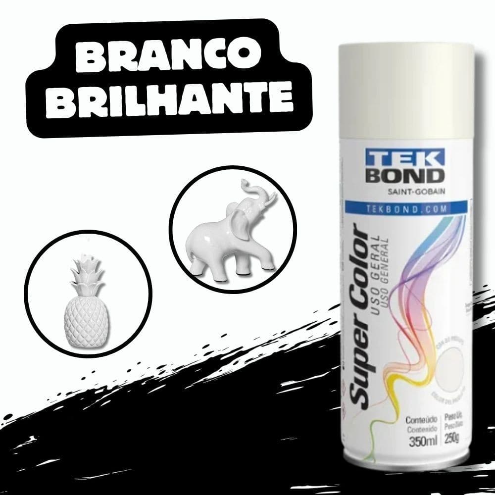 Tinta Spray Tekbond Branco Brilhante 350ml – Uso Geral e Secagem Rápida