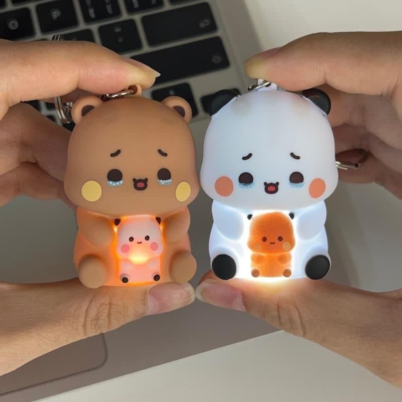 Novo Pode Dizer Eu Te Amo Bubu E Yier Voz Brinquedos Bonito Dos Desenhos Animados Panda Dudu Chaveiro Mochila Pingente C