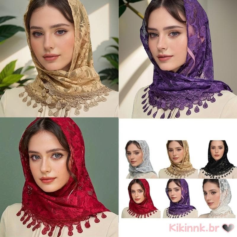 Massa Mantilla Véus Para Igreja Católica Renda Xale Headcovering Borlas Tule Lenço Cabeça Todos Os