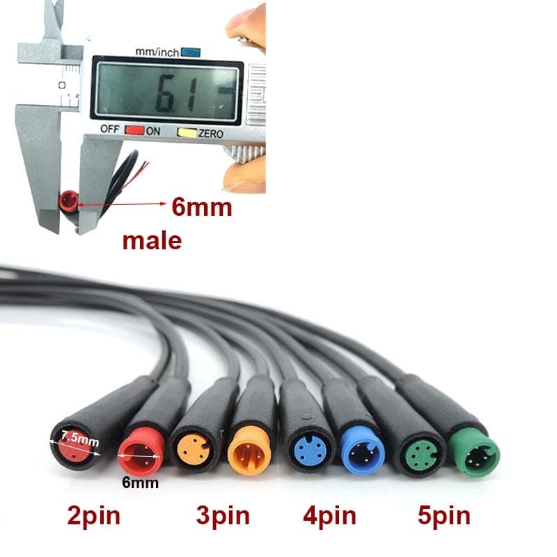 38cm M6 6mm 2/3/5Pin Núcleo Macho Para Fêmea Julet Elétrico Butt Cabo Conector Scooter Freio À Prova Dwaterproof Água Se