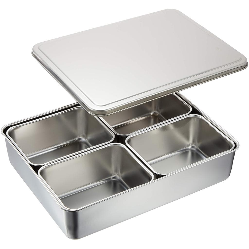 Suporte para condimentos de tempero Endo Shoji TKG 4 peças largura x profundidade x altura mm 285 x 225 x 60 pode ser usado de várias maneiras como recipientes de armazenamento aço inoxidável resistente à ferrugem higiênico uso comercial AYK1101